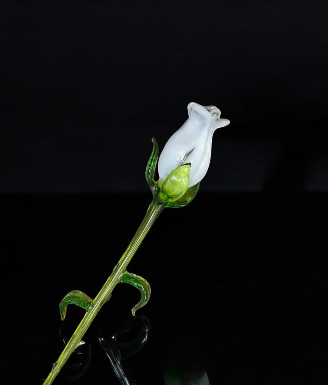 White Glass Rose, Handcrafted Glass Flower, Hand Made in Ukraine Using ...