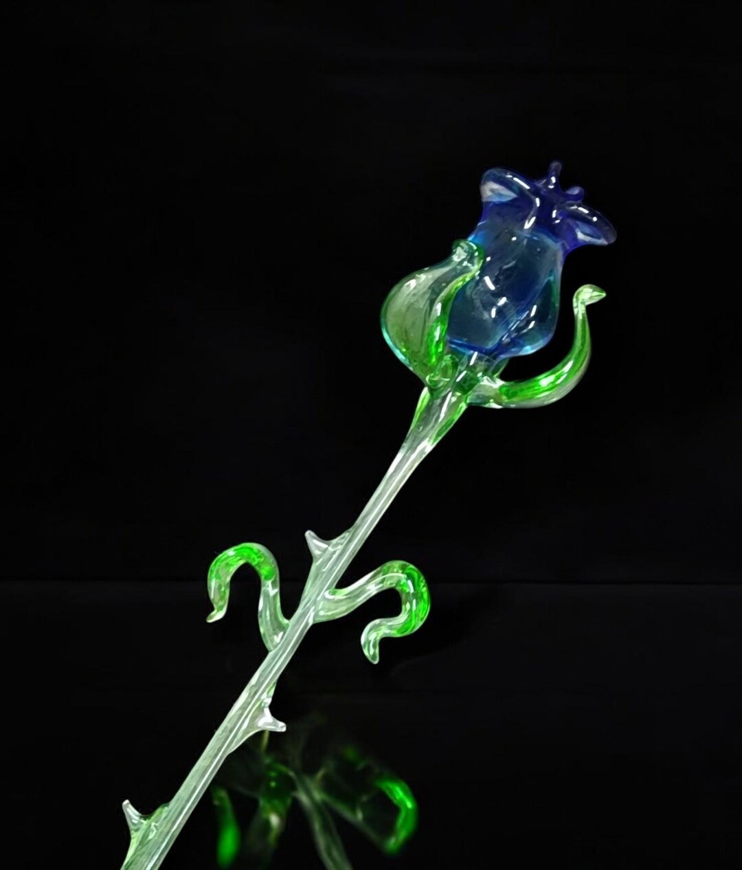 Blue Glass Rose, Handcrafted Glass Flower, Hand Made in Ukraine Using ...