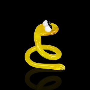 Yellow Snake Figurine, Mini Glass Murano Quality Lampworking Glass Figurine, Hand Made In Ukraine, A Great Addition To Your Collection
