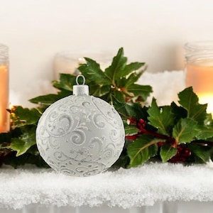 Frosted Blown Glass Ornament - Modern Design - Frosted Ornament - Hand Made In Ukraine - Hand Painted - Keepsake Ornament - Natural Glass