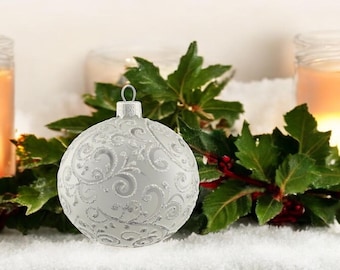 Frosted Blown Glass Ornament - Modern Design - Frosted Ornament - Hand Made In Ukraine - Hand Painted - Keepsake Ornament - Natural Glass