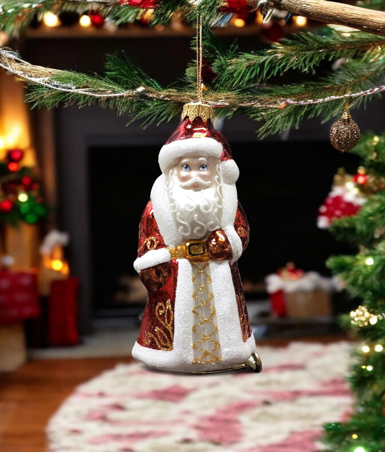 Santa Claus Ornament - Hand Made In Ukraine - Blown Glass Ornament - Hand Decorated - Keepsake Ornament - Santa - Shape Ornament