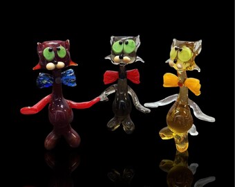 Glass Cat Figurine, Collectible Glass Cat, Murano Quality Gift At A Fraction Of The Price, Handcrafted In Ukraine