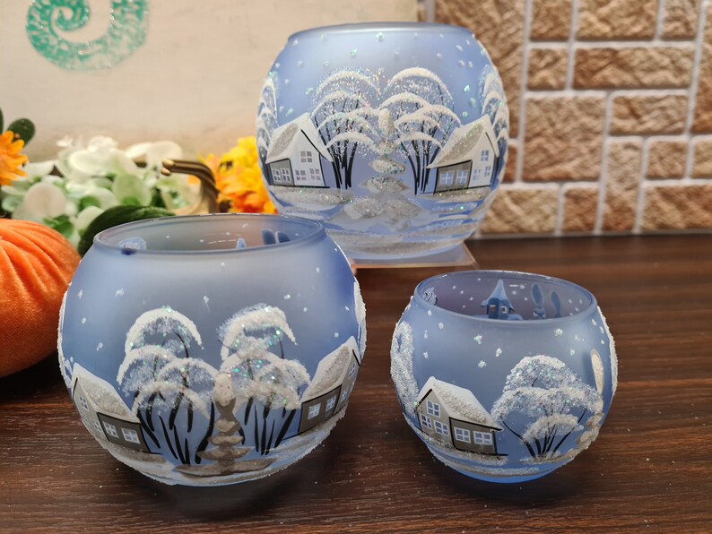 Light Blue Candle Holder Blown Glass Hand Made Baby Blue Etsy