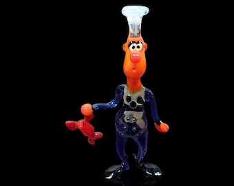 Chef de cristal con figura de langosta, pieza de colección, regalo de calidad Murano a un precio increíble, hecho a mano en Ucrania.