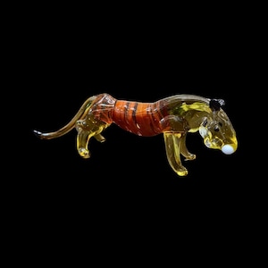 Glass Tiger Figurine, Collectible Glass Tiger, Murano Quality Gift At A Fraction Of The Price, Handcrafted In Ukraine