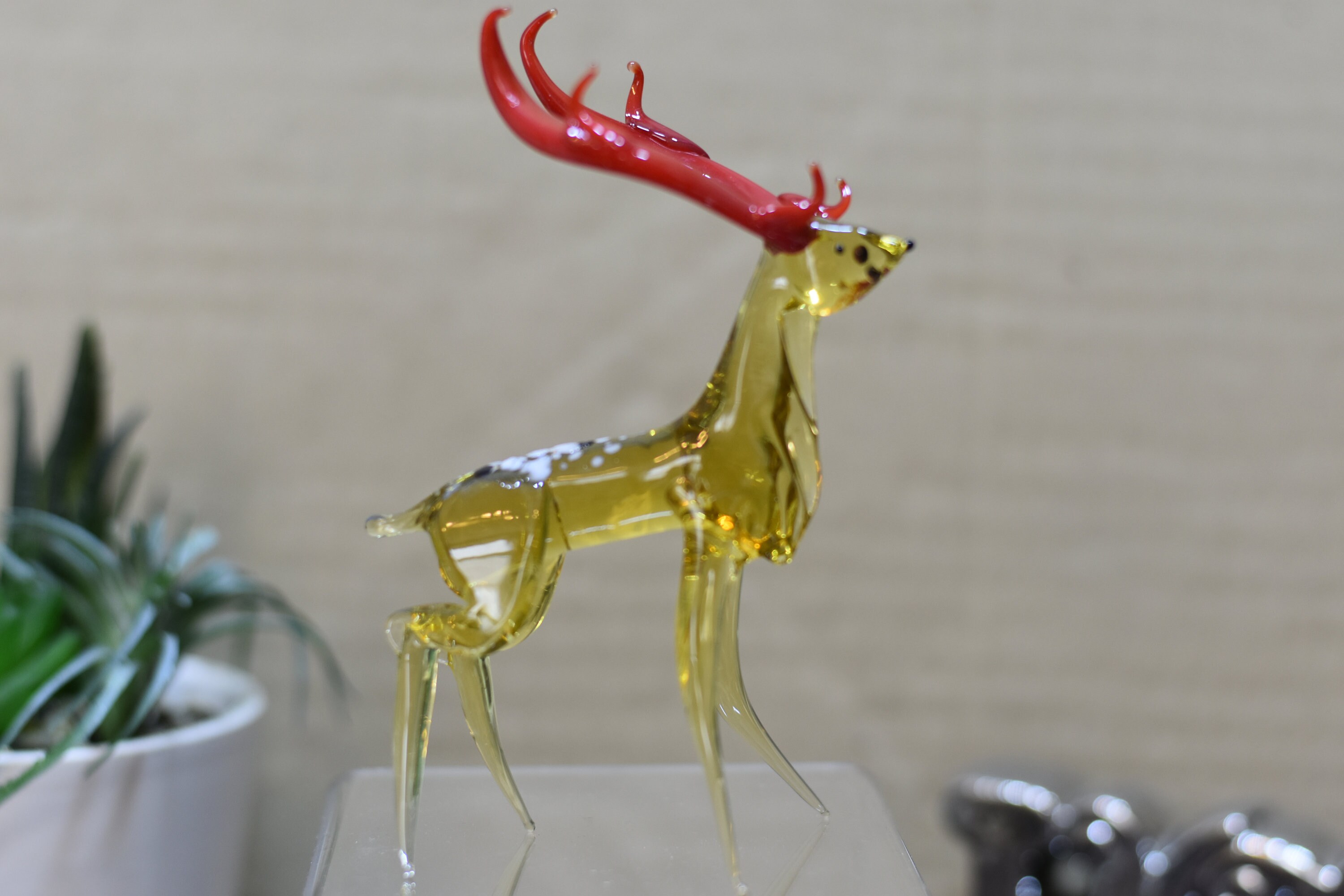 Glass Elk Figurine Etsy