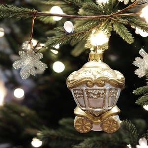 Golden Carriage Ornament - Hand Made In Ukraine - Blown Glass Ornament - Hand Decorated - Keepsake Ornament - Carriage - Shape Ornament
