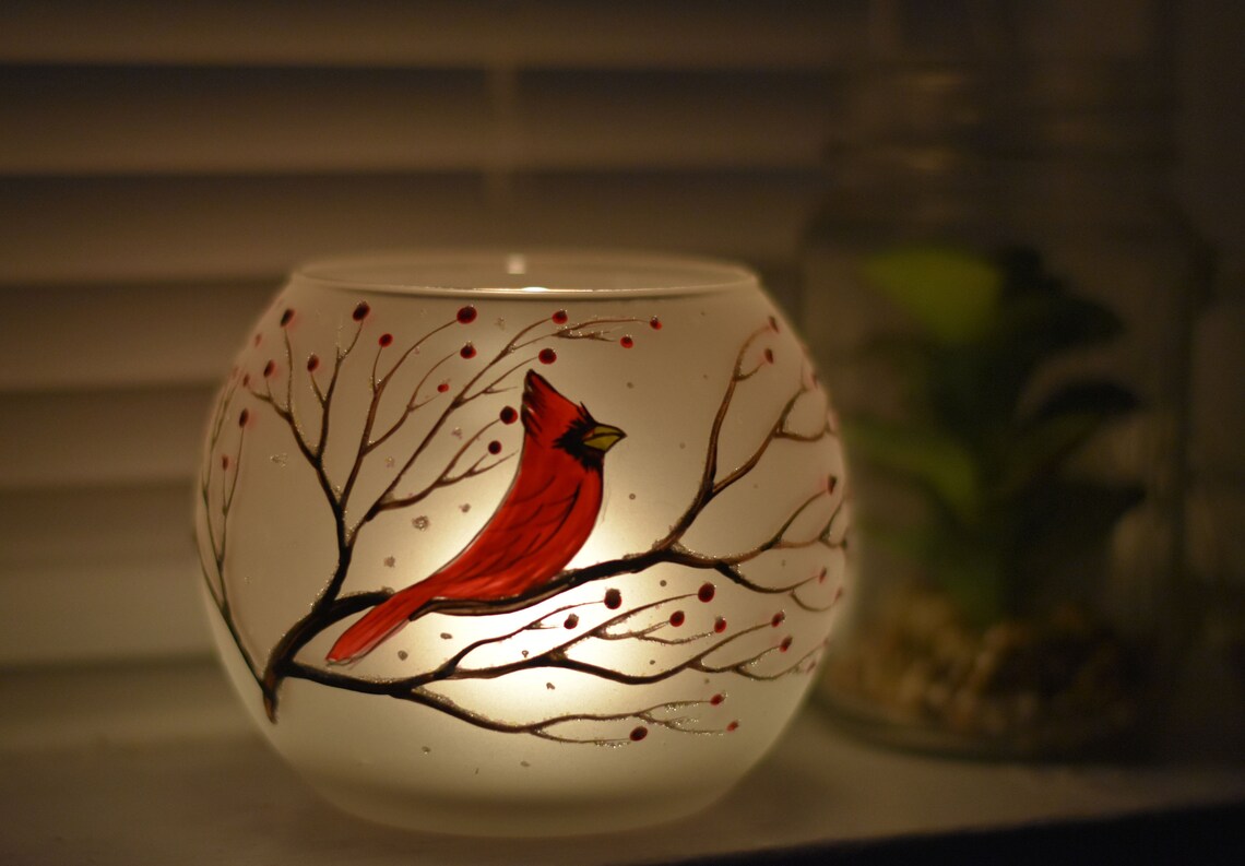 Cardinal Candle Holder Hand Made Etsy