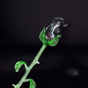 Purple Glass Rose, Handcrafted Glass Flower, Hand Made In Ukraine Using Murano Quality Glass, Great Gift For Flower Lovers, 9 Inch Rose