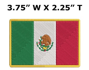 MEXICO FLAG EMBROIDERED PATCH WITH NAME IRON-ON NEW 2.5 x 3.5"