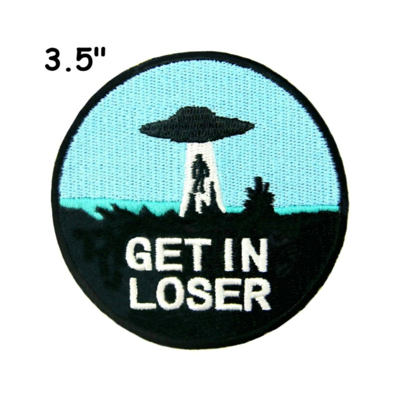 Alien Flying Saucer UFO loser patch Space badge, Embroidered Iron on DIY Applique, Vest Jacket Backpack, Xfiles X-files, Sci-fi Gift Funny 