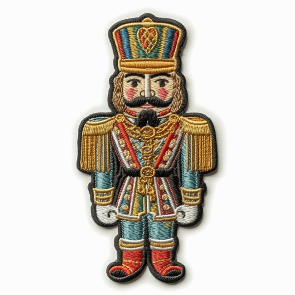 Nutcracker Patch Iron-on/Sew-on Applique for Clothing Jacket Vest Jeans Backpack, Christmas Badge, Decorative Craft, Santa, Toy Soldier Gift