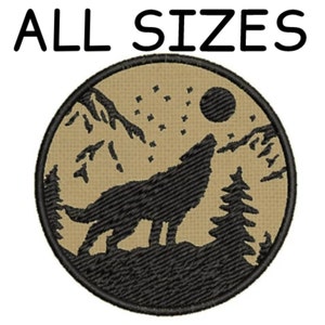 Howling Wolf Patch Embroidered Iron-on/Sew-on Applique for Clothing Vest Backpack, Mountain Moon & Stars patch, Wild Animals, Nature Badge