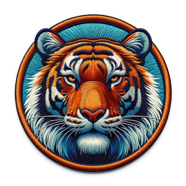 Roaring Tiger Patch Iron-on/Sew-on Applique for Clothing Jacket Jeans Backpack Costume Hat Cap, Animal Badge, Wild Animals, Wildlife, Zoo