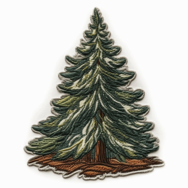 Christmas Tree Patch Iron-on/Sew-on Applique for Clothing Jacket Vest Jeans Backpack Hat, Nature Badge, Decorative Craft, Pine, Blue Spruce