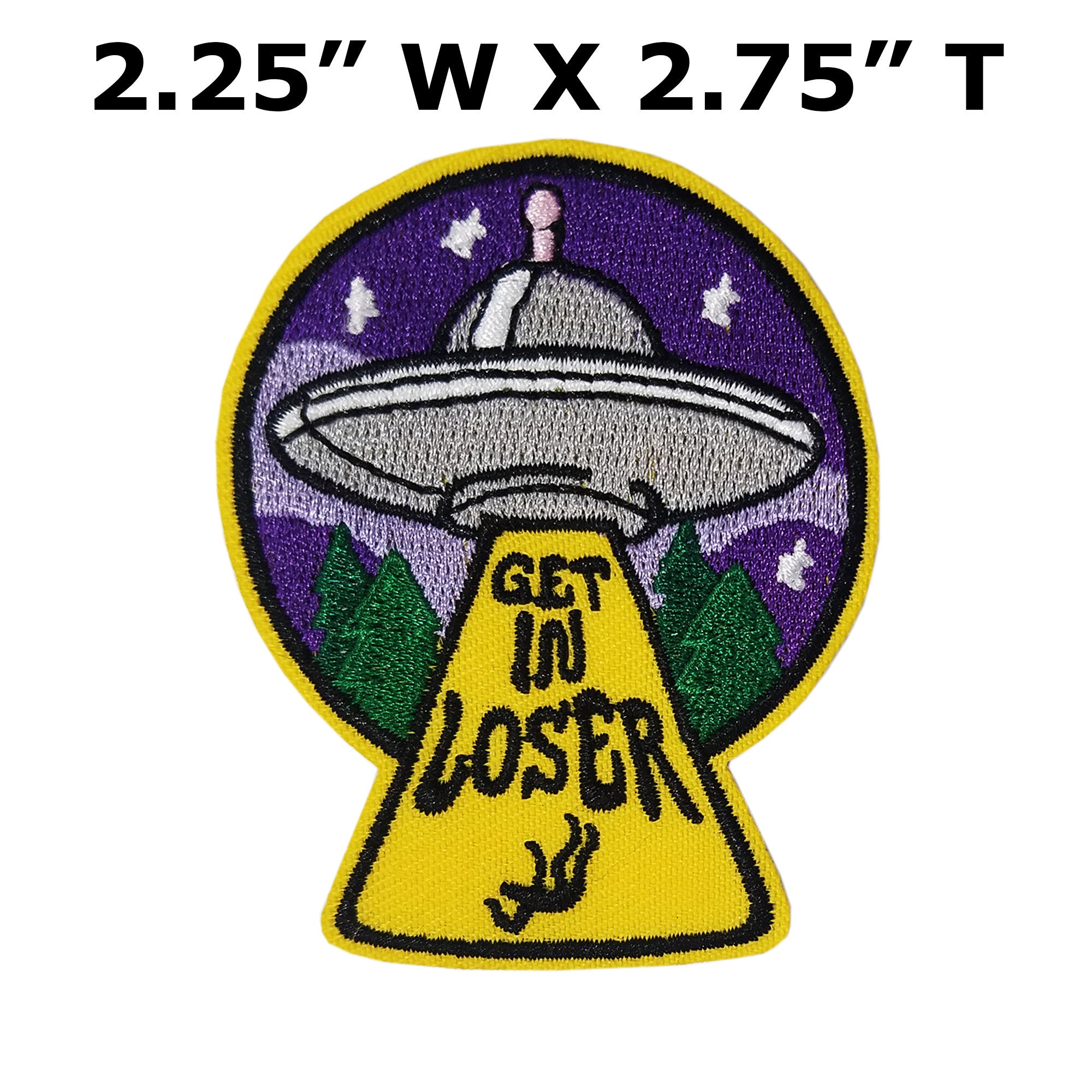 UFO Embroidered Patch Iron On / Sew On Hipster Alien Space Funny X-fi…