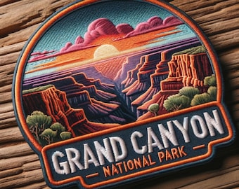 Grand Canyon National Park Patch DIY Iron-on/Sew-on Decorative Applique for Clothing Jacket Jeans Backpack, Nature Badge, Mountains Sunset