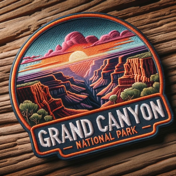Grand Canyon National Park Patch DIY Iron-on/Sew-on Decorative Applique for Clothing Jacket Jeans Backpack, Nature Badge, Mountains Sunset