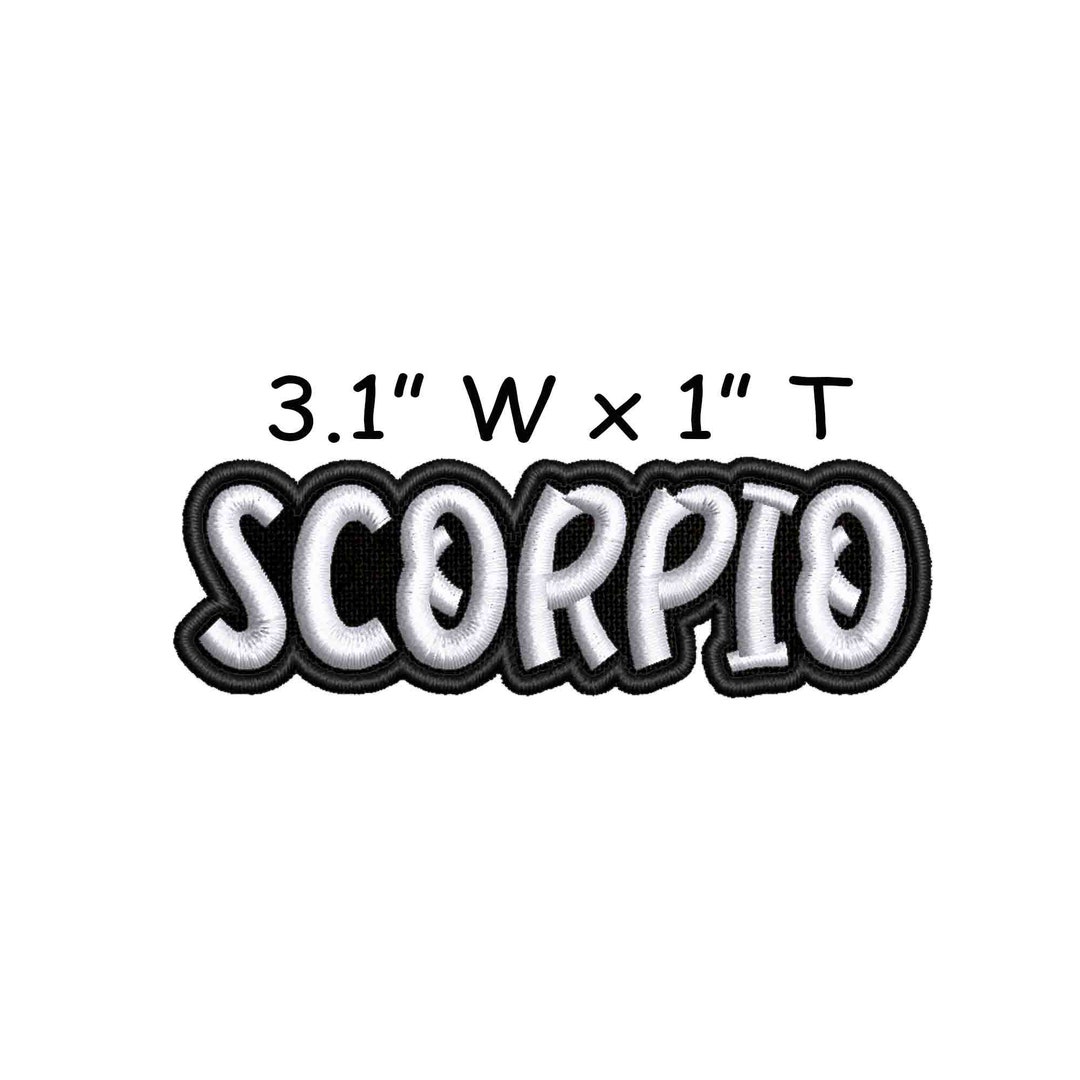 Scorpio Zodiac Text Words Patch Ironon Custom Embroidery Etsy