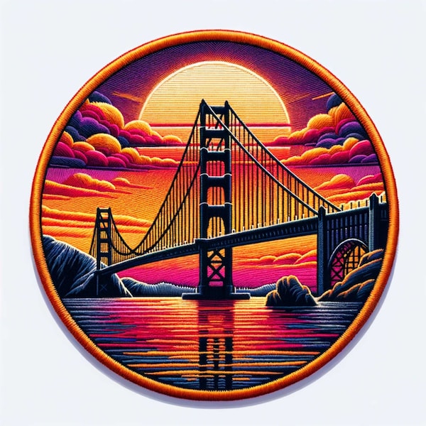 Golden Gate Bridge Patch Iron-on/Sew-on Applique for Clothing Jacket Vest Backpack Hat, Travel Badge, Decorative Craft, Vacation Souvenir