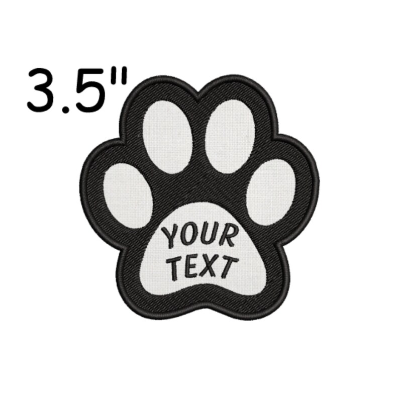 Custom Dog Name Patch Personalized Paw black 3.5 Etsy