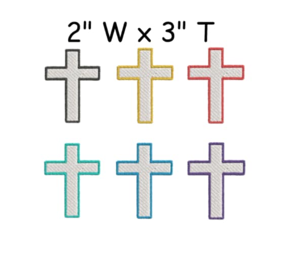 Cross Christian Church Religion Outline Multi-Color Embroidered Iron-On  Patch Applique