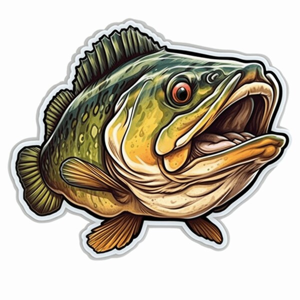 Large mouth Bass Silhouette Decal Sticker