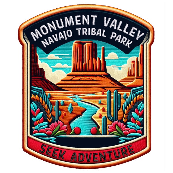 Monument Valley Tribal Park Patch Iron-on/Sew-on Applique for Clothing Vest Backpack, Outdoor Nature Badge, Utah, Desert, Travel Souvenir