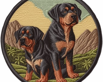 Rottweiler Dog Patch Iron-on/Sew-on Applique for Clothing Jacket Vest Jeans Backpack, Animal Badge, Decorative Craft, Canine K9, Puppy, Pet