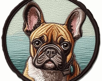 French Bulldog Patch Iron-on/Sew-on Applique for Clothing Jacket Vest Jeans Backpack Hat, Animal Badge, Decorative Craft, Canine K9, Puppy