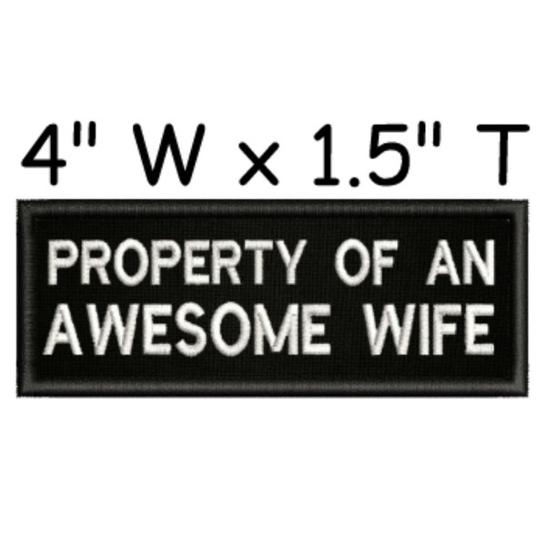 Property of An Awesome Wife Patch Embroidered Iron-on/Sew-on DIY Applique for Clothing Jeans Jacket Vest Backpack, Funny patch, Biker badge