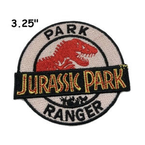 Jurassic Ranger Patch Embroidered DIY Iron-On DIY Applique for Vest Clothing Jacket Uniform Backpack, T-Rex Logo Dinosaur, Extinct, Fossil