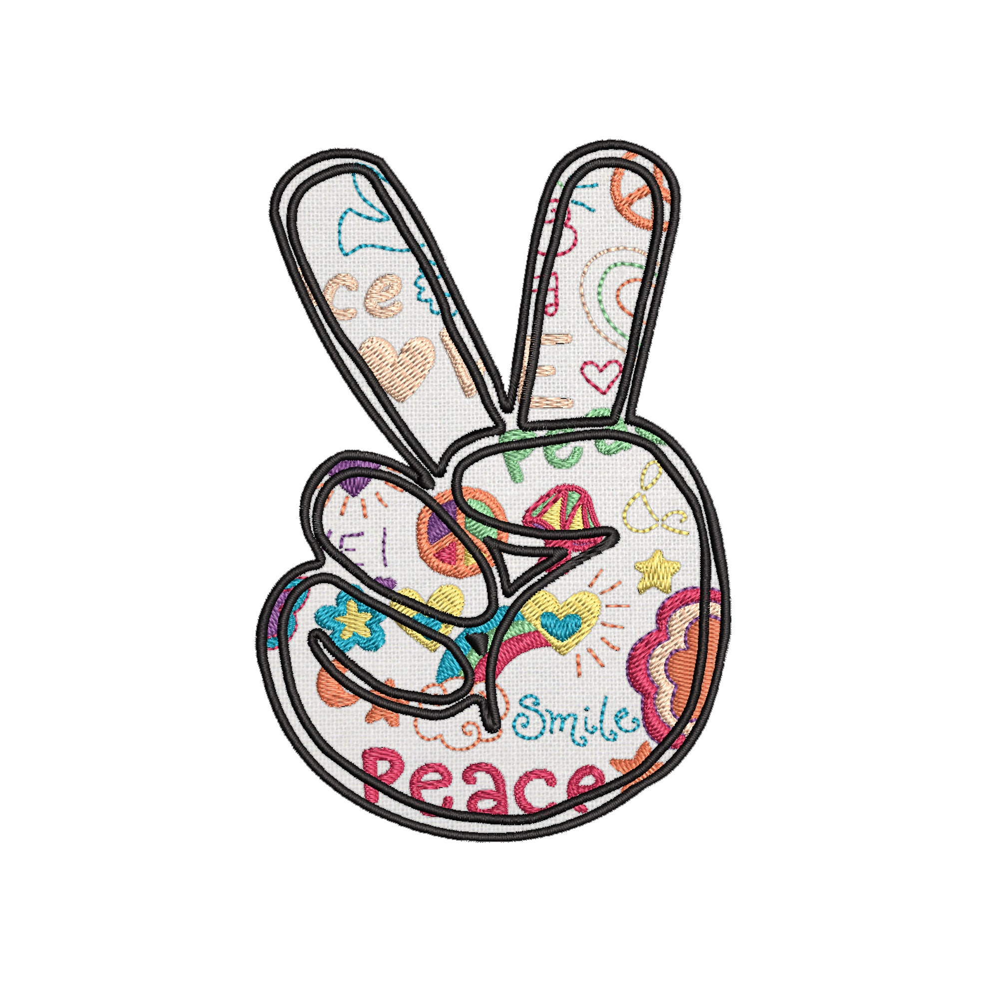 Peace Sign Patch Embroidered Iron-on/sew-on Applique image picture