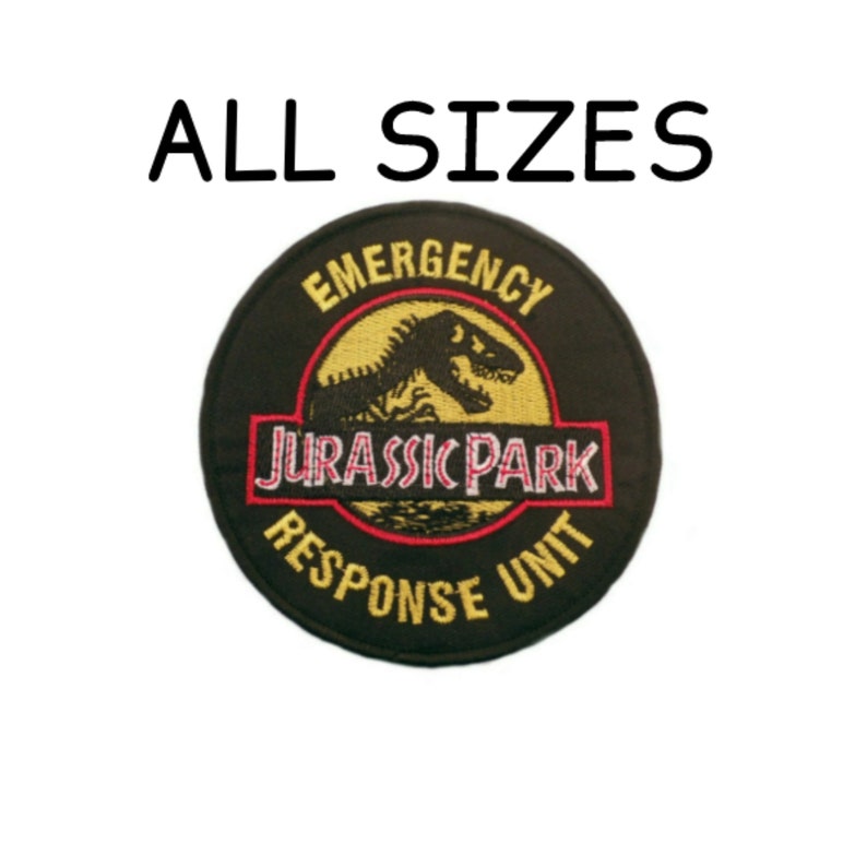 Jurassic Park Emergency Response Unit Dinosaur Patch Embroidered DIY Iron-on Applique Clothing Vest Backpack Costume Badge, T-rex Raptor 