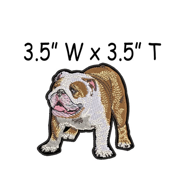 English Bulldog Patch Embroidered Iron-on/Sew-on Applique for Clothing Jacket Vest Denim Backpack, K9 Harness, Canine Dog Puppy, Family Pet