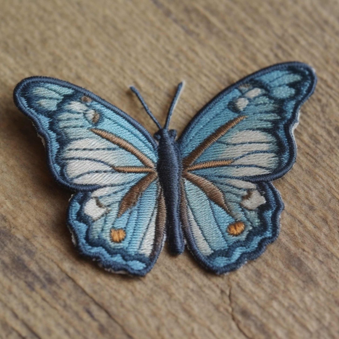 Blue Butterfly Patch Embroidered Ironon/sewon Applique for Clothing