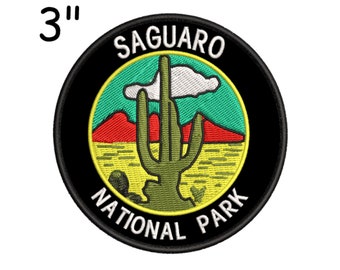 Saguaro National Park Patch Embroidered Iron-on Applique for Clothing Vest Backpack, Arizona Southwestern Desert patch, Cactus patch, gift