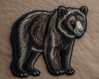 Black Bear Patch Iron-on/Sew-on Applique for Clothing Jacket Vest Backpack Hat, Wild Animal Badge, Decorative Craft, Nature Forest, Souvenir