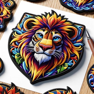 Lion Patch Iron-on/Sew-on Applique for Clothing Jacket Jeans Backpack Costume, Animal Badge, Wild Animals, Africa, African Wildlife, Zoo