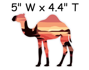 5" Camel Car Truck Window Bumper Vinyl Sticker Decal Adventure Travel Road Trip Badge Wanderlust Desert Scene Nature Animals Desert Laptop