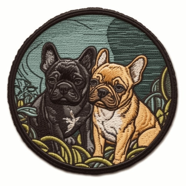 French Bulldog Patch Iron-on/Sew-on Applique for Clothing Jacket Vest Jeans Backpack Hat, Animal Badge, Decorative Craft, Canine K9, Puppy