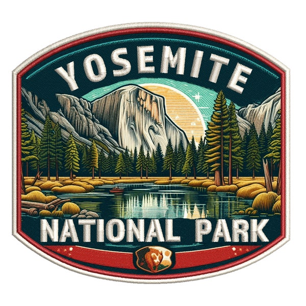 Yosemite National Park Patch Iron-on/Sew-on Applique for Clothing Jacket Jeans Backpack Hat, Nature Badge, Upper Lower Falls, California