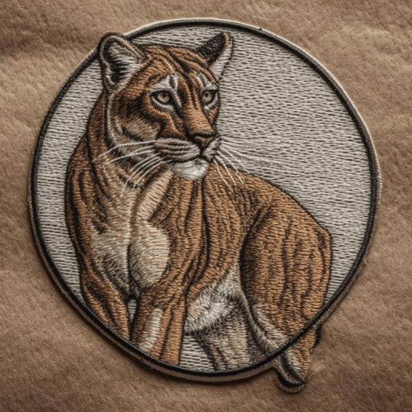 Mountain Lion Patch Iron-on/Sew-on Applique for Clothing Jacket Vest Jeans Backpack Hat, Wild Animal Badge, Decorative Craft, Puma, Roaring