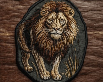 Lion Patch Iron-on/Sew-on Applique for Clothing Vest Jacket Jeans Backpack Hat, Wild Animal Badge, Decorative Craft, Roaring, Big Cat, Tiger