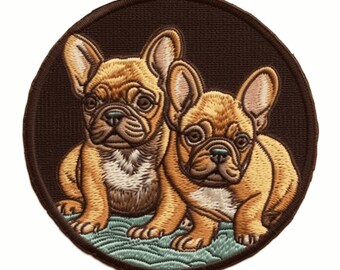 French Bulldog Patch Iron-on/Sew-on Applique for Clothing Jacket Vest Jeans Backpack Hat, Animal Badge, Decorative Craft, Canine K9, Puppy