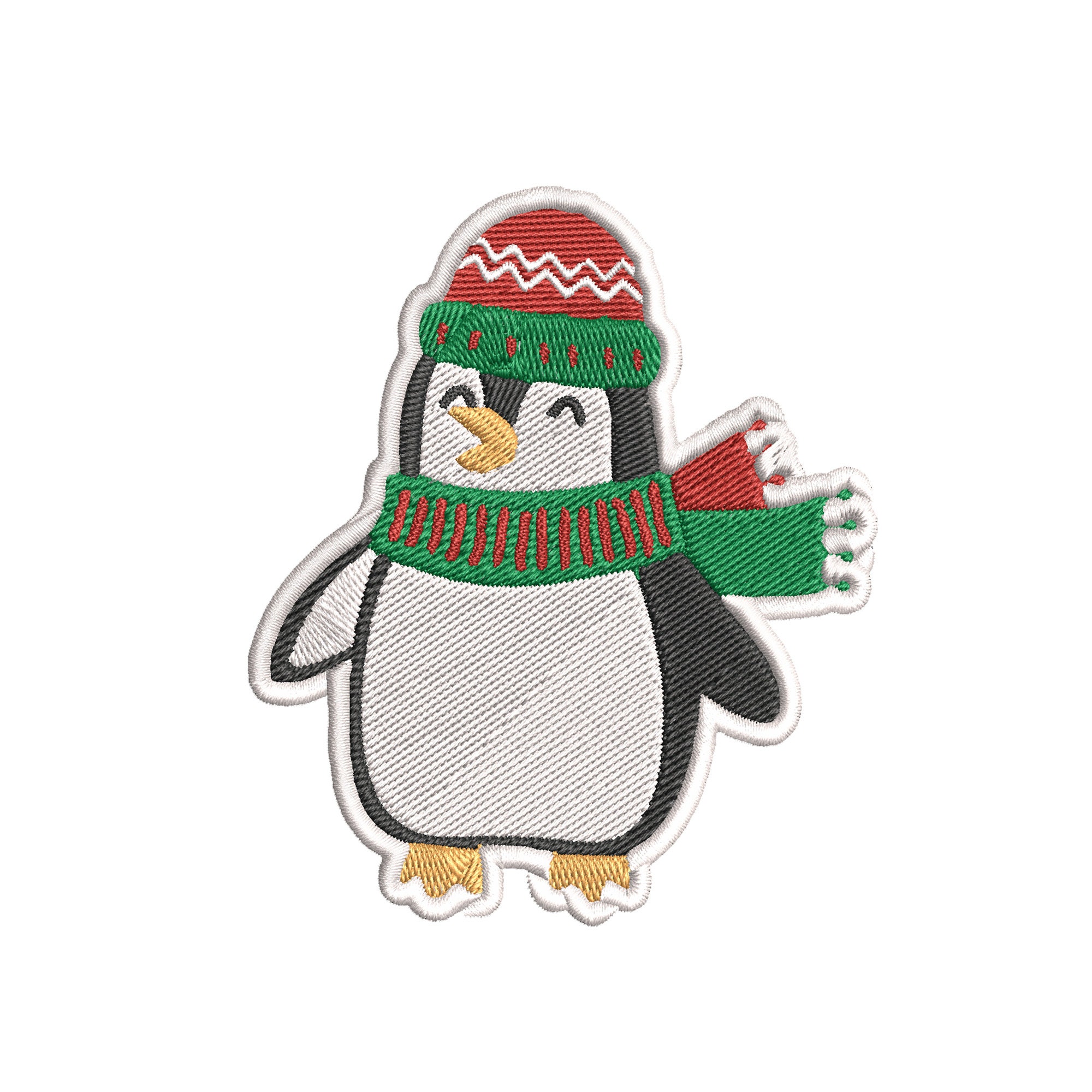 Cute Penguin W/christmas Knit Cap 