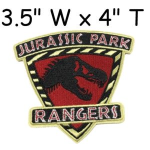 Jurassic Dinosaur T-rex Logo Patch Embroidered Iron-on Applique for Clothing Vest Uniform Backpack Tyrannosaurus Badge Raptor Extinct Animal