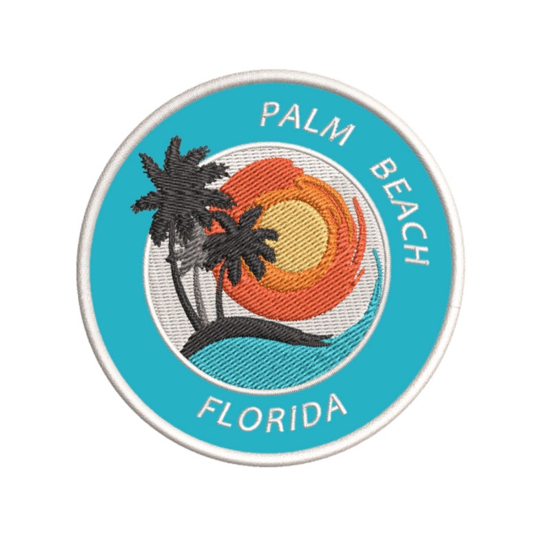 Florida 3.5 Iron-on or Sew-on Beach Life Ocean Adventure Tropical Embroidered Patch Souvenir Travel Vacation Series Palm Beach
