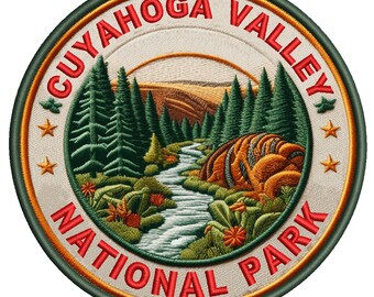 Cuyahoga Valley National Park Patch Iron-on/Sew-on Applique for Clothing Vest Backpack Hat, Nature Badge, Blue Hen Falls, Ohio, Souvenir